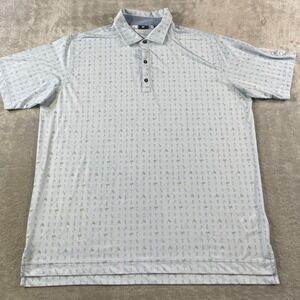 FootJoy  Polo Shirt Mens 2XL Blue Golf 19th Hole Drinks Coktails Performance